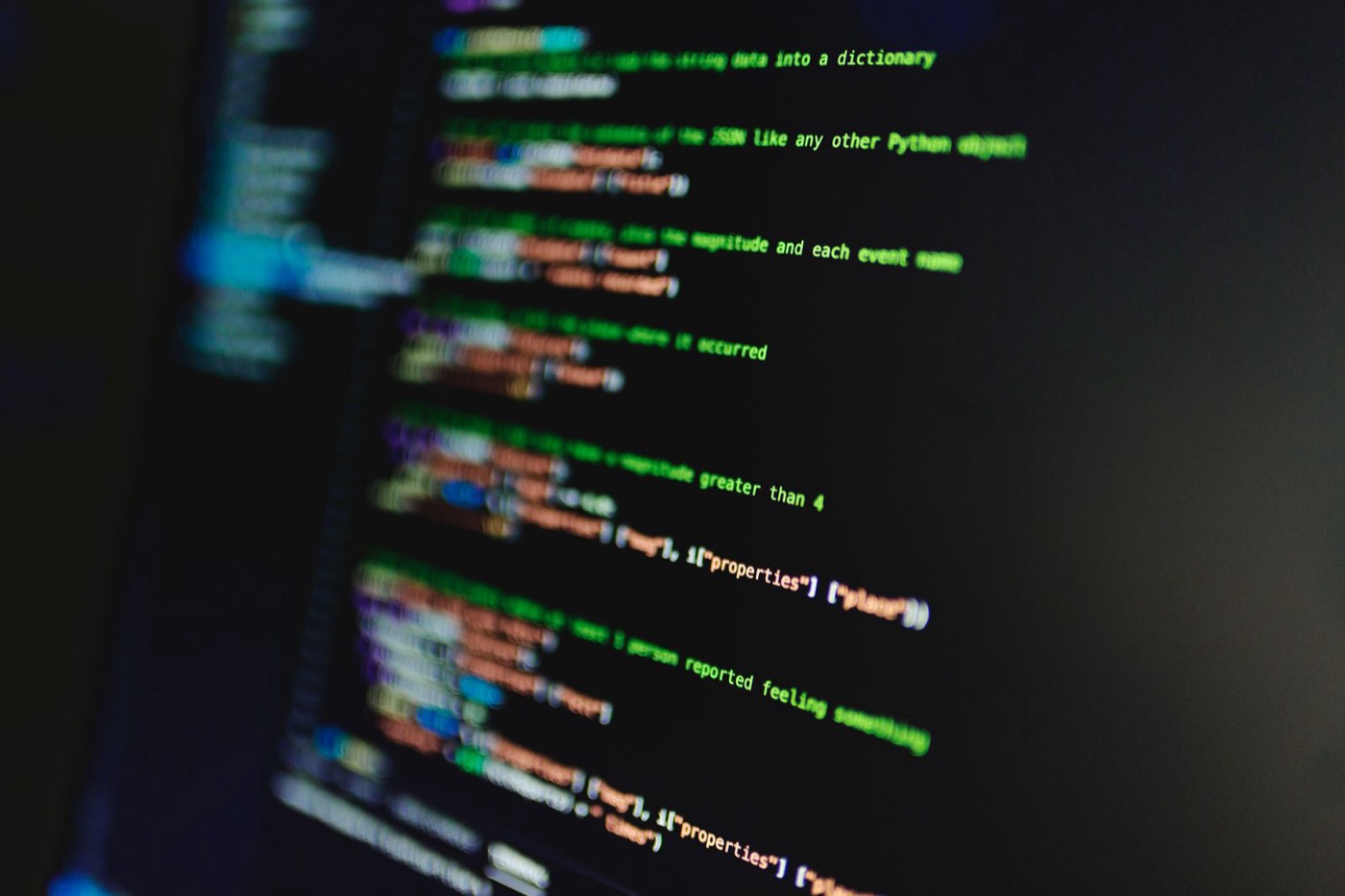 Lines of code on a dark screen